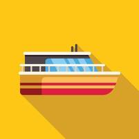 Small ship floating on yellow background with long shadow vector