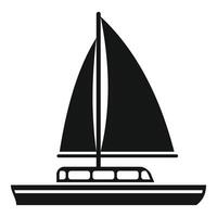 Small catamaran sailing on the sea with big black sail vector
