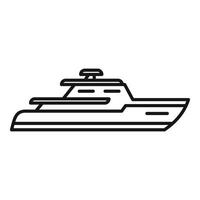 Modern yacht sailing on the sea side view line icon vector
