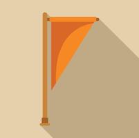 Orange triangular pennant flag waving on pole with long shadow vector