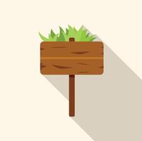 Wooden signpost with grass growing on top is showing the way vector