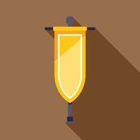 Vertical gold banner hanging on a wall with long shadow vector