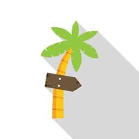Wooden sign pointing right on palm tree with long shadow vector