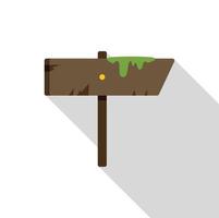 Old wooden signpost showing the way with green moss growing on it vector