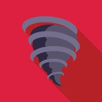 Grey tornado rotating with long shadow on red background vector