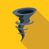 Big grey tornado rotating on yellow background with long shadow vector