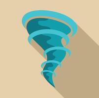 Blue tornado spinning with long shadow on beige background vector