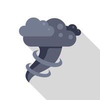 Dark stormy tornado forming with rotating clouds flat vector illustration