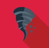 Big grey tornado rotating with debris flying around on red background vector