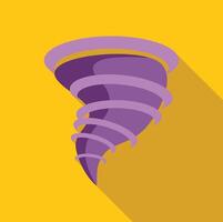 Purple tornado spinning on yellow background with long shadow vector