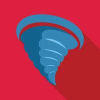 Blue tornado spinning with long shadow on red background vector