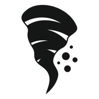Black silhouette of tornado rotating with debris flying around vector