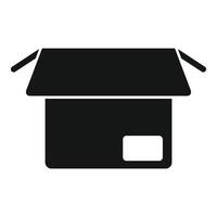 Black opened cardboard box icon representing storage and delivery vector