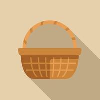 Empty wicker basket standing with long shadow vector