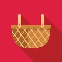 Empty picnic basket hanging on red background with long shadow vector
