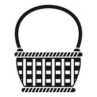 Empty wicker picnic basket icon representing summer outings and picnics vector