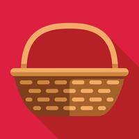 Empty wicker basket standing on red background vector