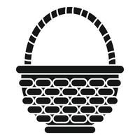 Empty wicker basket with handle for carrying food icon vector