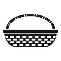 Empty wicker picnic basket with handle silhouette icon vector