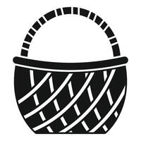 Empty wicker basket with handle for picnic or shopping trip vector