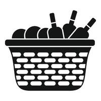 Wine bottles resting in a basket for a picnic outing vector