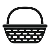 Empty wicker basket icon representing picnic and storage vector