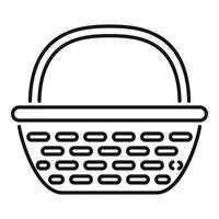 Empty wicker basket icon representing picnic basket for carrying food vector