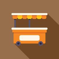 Empty food cart having canopy with long shadow vector