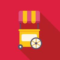 Yellow empty food cart with awning standing on red background vector