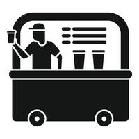 Street food vendor serving drinks from mobile food stand icon vector