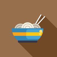 Bowl of noodles with chopsticks casting long shadow vector