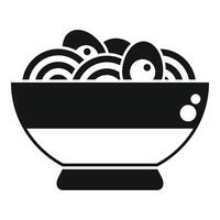 Bowl full of noodles with eggs being served for dinner vector
