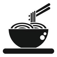 Chopsticks taking noodles from bowl icon vector