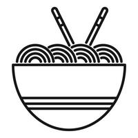 Bowl of noodles with chopsticks minimalist icon design vector