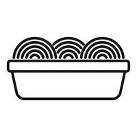 Plastic container full of instant noodles line icon vector