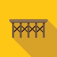 Wooden bridge with railings extending over water in flat design vector