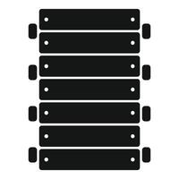Black xylophone with mallets lying on a side icon, simple style vector