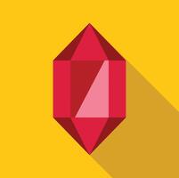 Red gemstone shining on yellow background with long shadow vector