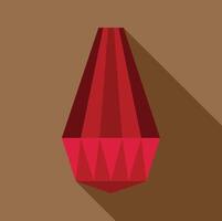 Red gemstone shining with long shadow on brown background vector
