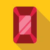 Big red ruby shining with bright glare on yellow background vector
