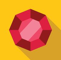 Big red hexagon gemstone shining on yellow background vector