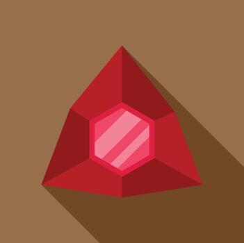 rojo triangular piedra preciosa fundición largo sombra vector