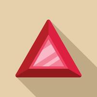 Red triangle gemstone shining with long shadow vector