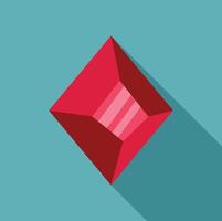 Red square gemstone shining with long shadow vector