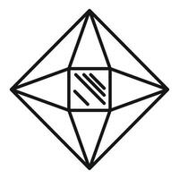 Black outline of a sparkling diamond with facets reflecting light vector