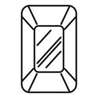 Rectangular mirror with rounded corners reflecting light icon outline style vector