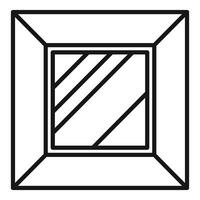 Simple line drawing of a square window frame with glass reflecting light vector