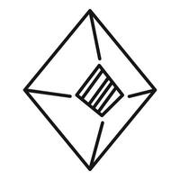 Diamond with square facets shining brightly line art icon vector