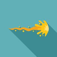 Yellow liquid splashing with trail and bubbles flat design icon with long shadow vector