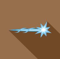 Magic wand casting a magic spell with blue sparkles flying off vector